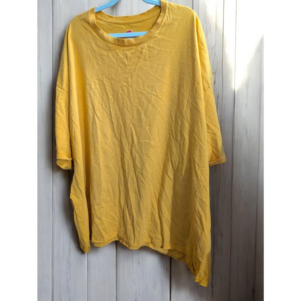 Hanes Tagless T-Shirt Big Mens PLus Size 5XL Yellow Gold Sleeve Preshrunk Cotton